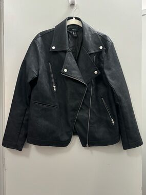 Forever 21 Black Faux Leather Asymmetrical Moto Jacket
